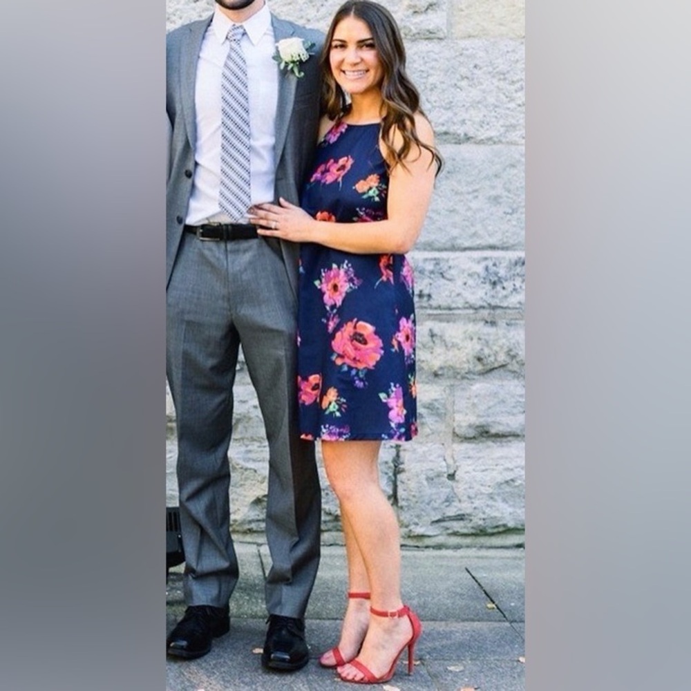 Floral navy dress